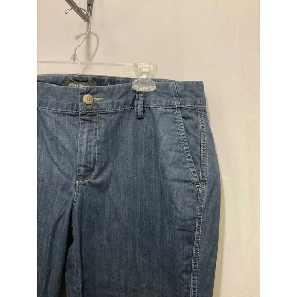 Eddie Bauer Women 12 Blue Denim Capri Pants Stretch Cropped Mid Rise WPL 9647 - Picture 5 of 7